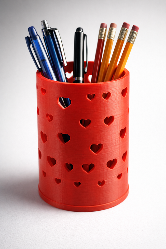Porta Lápis com detalhes em forma de coração